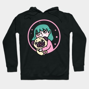 Girl with Pug Dog Lover Puppy Hoodie